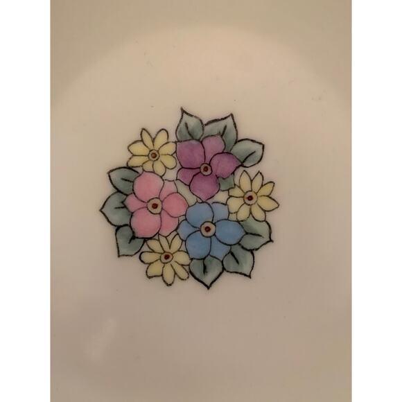 Vintage R S Germany China Bowl Pierced Edges Spring Flowers Gold Stamp 7" Square - Picture 3 of 7